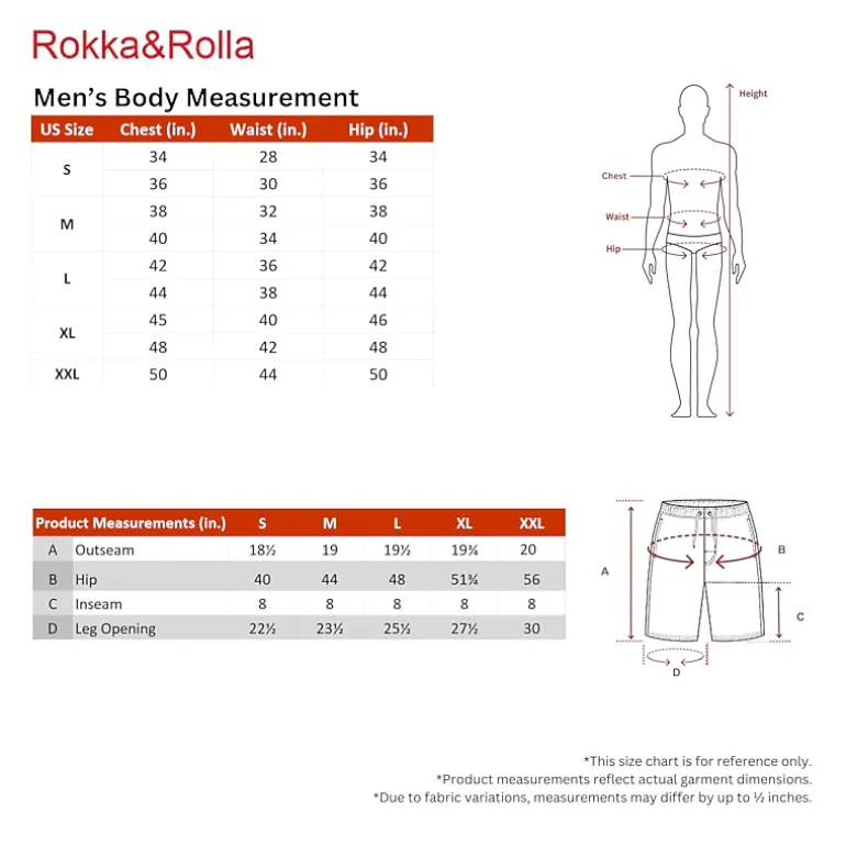Rokka&Rolla Men’s Quick-Dry Mesh-Lined Swim Trunks