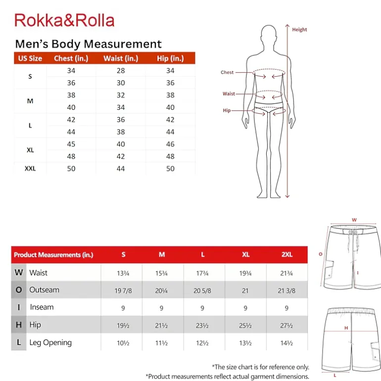 Rokka&Rolla Mens Stretch 9" Quick-Dry Board Shorts UPF 50+