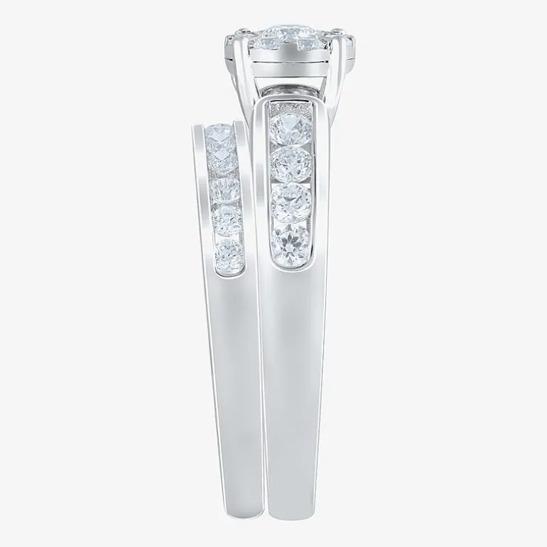 Round 1 CT.T.W. Natural Diamond Side Stone Bridal Set in 10K or 14K Gold
