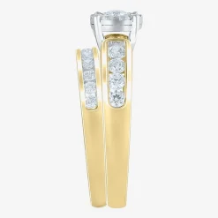 Round 1 CT.T.W. Natural Diamond Side Stone Bridal Set in 10K or 14K Gold