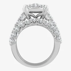 Round 4 CT.T.W. Natural Diamond Side Stone Bridal Set in 10K or 14K White Gold