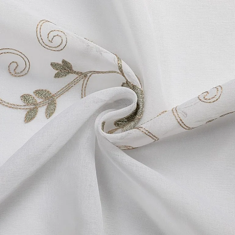 Runyan Embroidered Grommet Top Sheer Set of 2 Curtain Panel