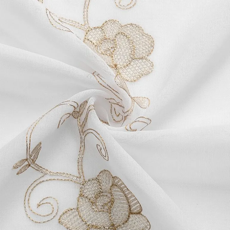 Runyan Embroidered Grommet Top Sheer Set of 2 Curtain Panel