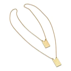 Sacred Heart Of Jesus And Our Lady Of Mount Carmel Scapular Medal Mens 18K Gold Over Stainless Steel Rectangular 24 Inch Pendant Necklace