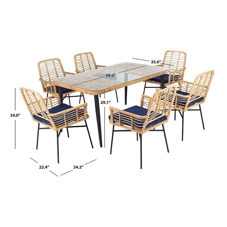 Safavieh Beson 7-pc. Cushioned Rectangular Dining Set