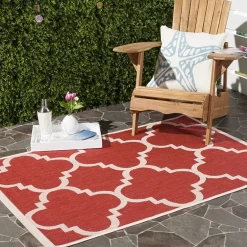 Safavieh Courtyard Collection Gina Geometric Indoor/Outdoor Square Area Rug