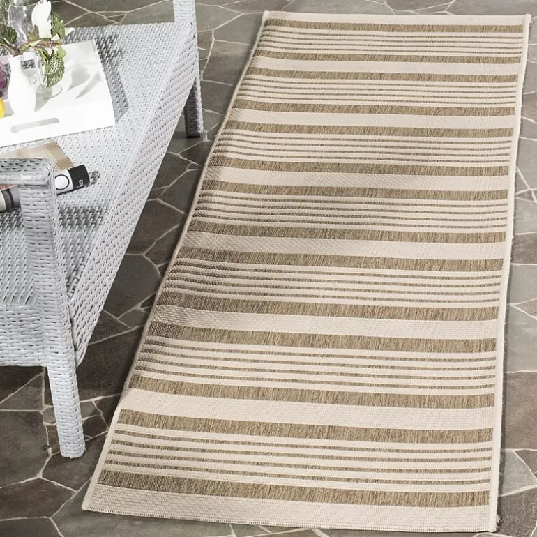 Safavieh Courtyard Collection Santos Stripe Indoor/Outdoor Runner Rug