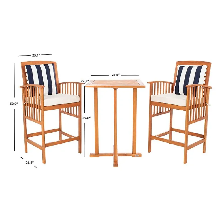 Safavieh Pate Patio Collection 3-pc. Bistro Set Folding