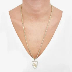 Saint Michael Mens 14K Gold Over Silver 24 Inch Pendant Necklace