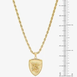 Saint Michael Mens 14K Gold Over Silver 24 Inch Pendant Necklace