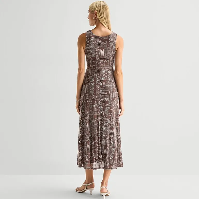 Sandra Darren Womens Keyhole Neck Sleeveless Maxi Dress