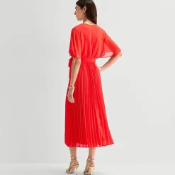 Sandra Darren Womens V Neck Short Sleeve Flutter Maxi Dress