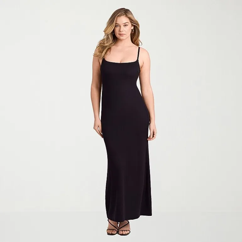 S3 Apparel Shapewear Womens Scoop Neck Sleeveless Rib Knit Bodycon Dress