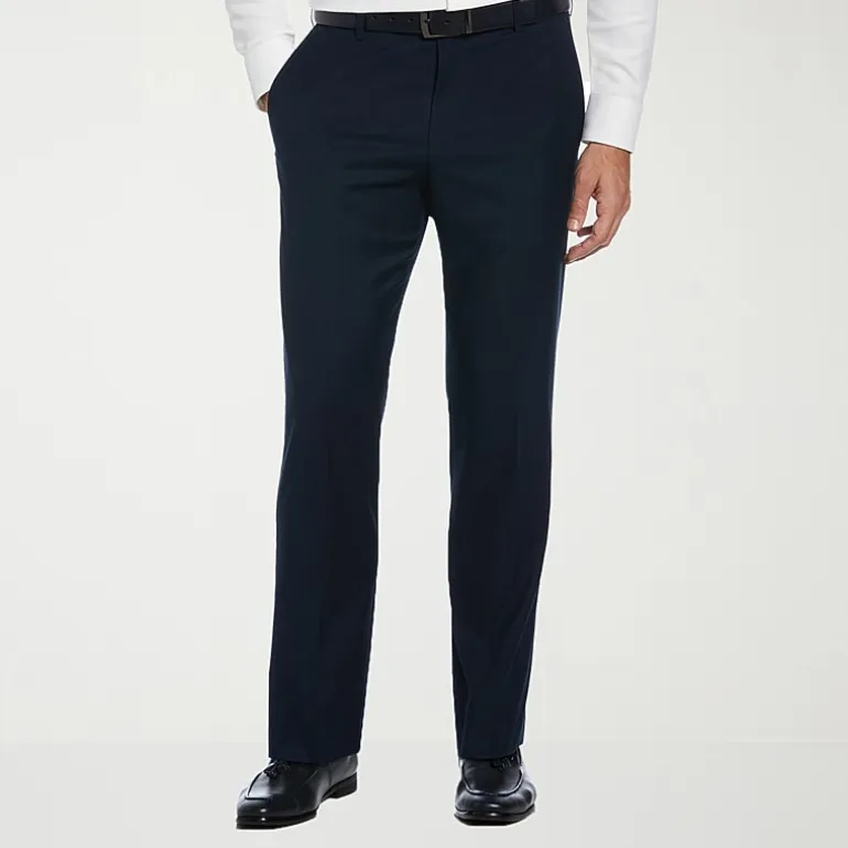 Savane Premium Stretch Expandable Waist Mens Straight Fit Dress Flat Front Pant