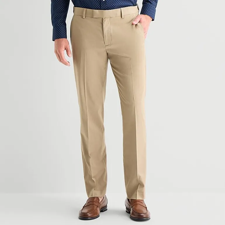 Savane Premium Stretch Expandable Waist Mens Straight Fit Dress Flat Front Pant