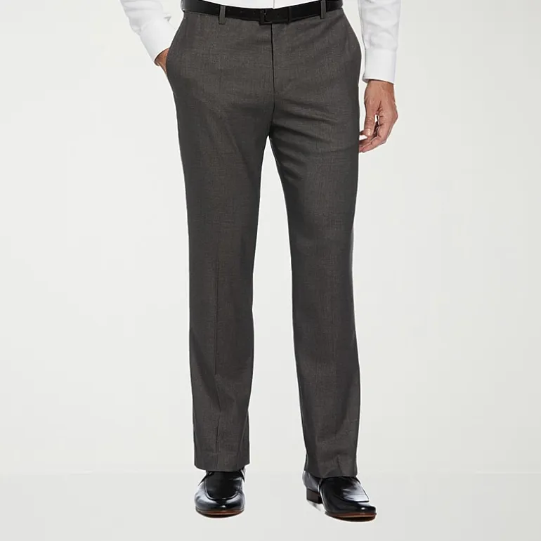 Savane Premium Stretch Expandable Waist Mens Straight Fit Dress Flat Front Pant