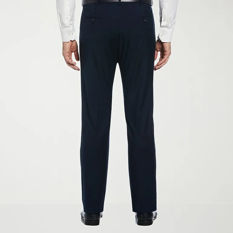 Savane Premium Stretch Expandable Waist Mens Straight Fit Dress Flat Front Pant