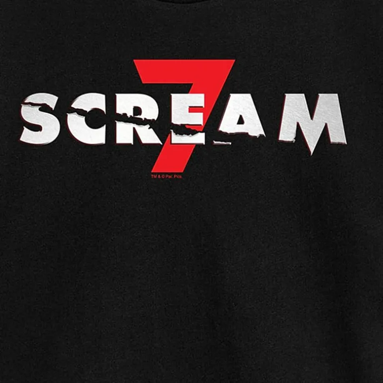 Scream 7 Logo Cropped Womens Juniors Crew Neck Short Sleeve Classic Fit Graphic T-Shirt