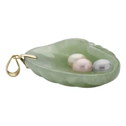 Seashell Womens Genuine Green Jade 14K Gold Pendant