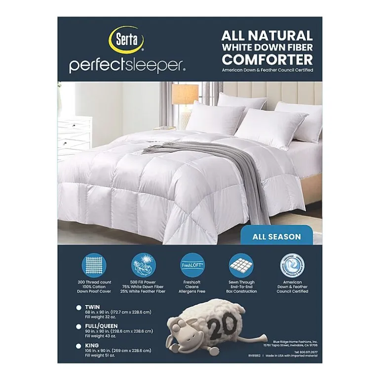 Serta 300 Thread Count All Seasons Warmth White Down Fiber Comforter