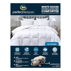 Serta 233 Thread Count All Seasons Warmth White Goose Feather And Down Fiber Comforter
