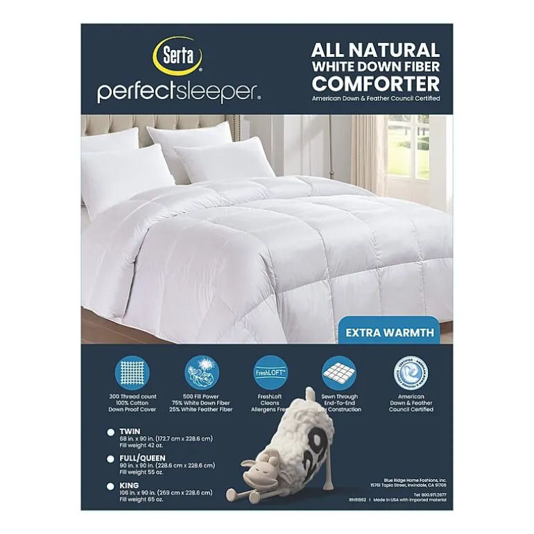 Serta 300 Thread Count Extra Warmth White Down Fiber Comforter