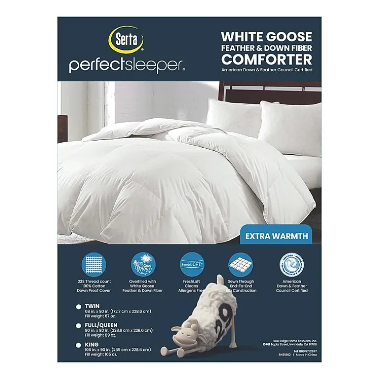 Serta 233 Thread Count Extra Warmth White Goose Feather And Down Fiber Comforter