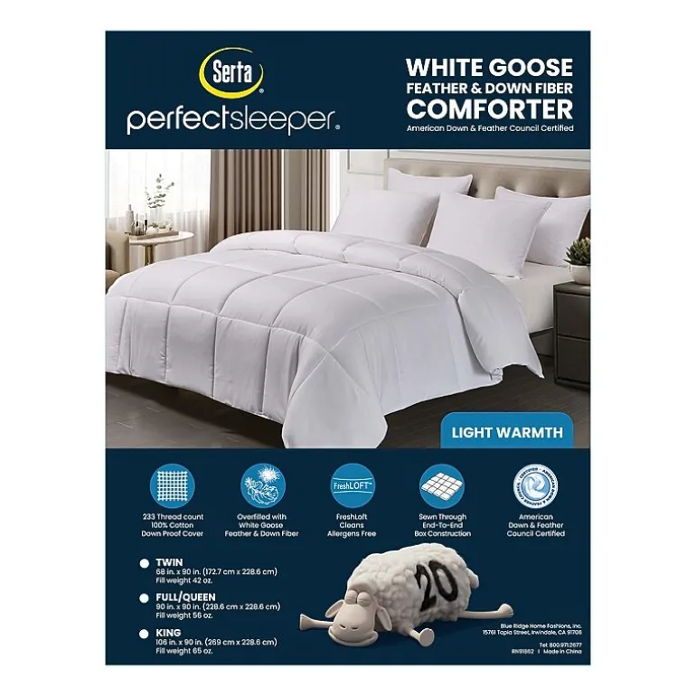 Serta 233 Thread Count Light Warmth White Goose Feather And Down Fiber Comforter