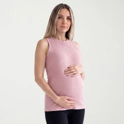 24seven Comfort Apparel Maternity Womens Maternity Round Neck Sleeveless Tank Top