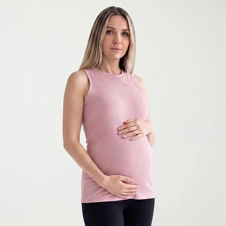 24seven Comfort Apparel Maternity Womens Maternity Round Neck Sleeveless Tank Top