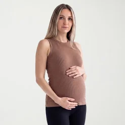 24seven Comfort Apparel Maternity Womens Maternity Round Neck Sleeveless Tank Top