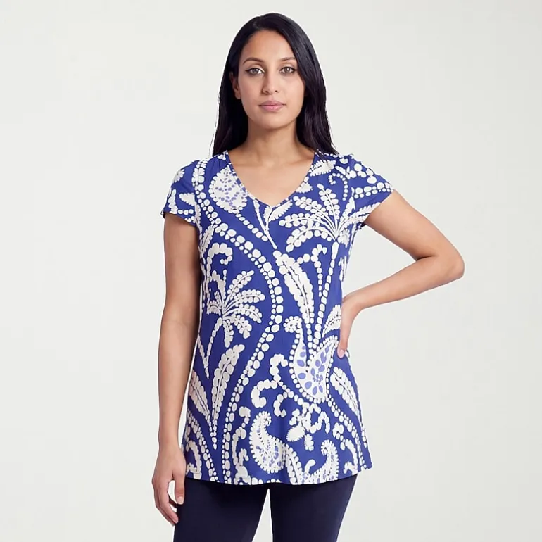 24seven Comfort Apparel Maternity Maternity Womens V Neck Short Sleeve Tunic Top
