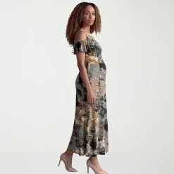 24seven Comfort Apparel Maternity Womens Maternity Boat Neck Sleeveless Shift Dress