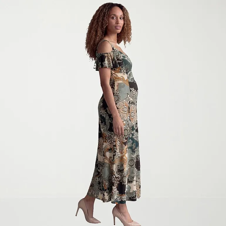 24seven Comfort Apparel Maternity Womens Maternity Boat Neck Sleeveless Shift Dress
