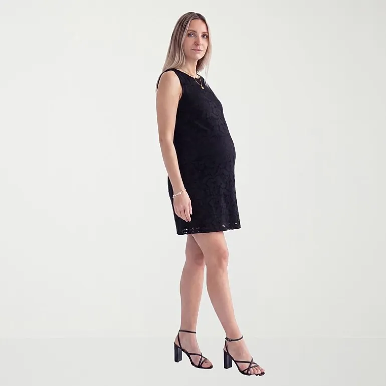 24seven Comfort Apparel Maternity Womens Maternity Boat Neck Sleeveless Shift Dress