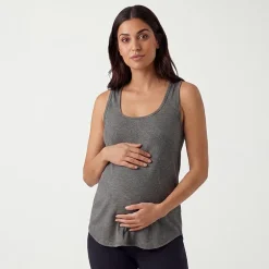24seven Comfort Apparel Maternity Womens Maternity Scoop Neck Sleeveless Tank Top