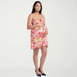 24seven Comfort Apparel Maternity Womens Maternity Square Neck Sleeveless Abstract A-Line Dress