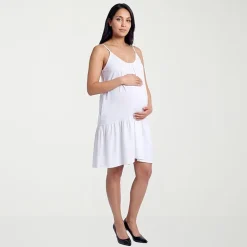 24seven Comfort Apparel Maternity Womens Maternity Scoop Neck Sleeveless A-Line Dress