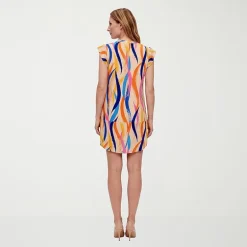 24seven Comfort Apparel Maternity Womens Maternity V Neck Short Sleeve Abstract Shift Dress