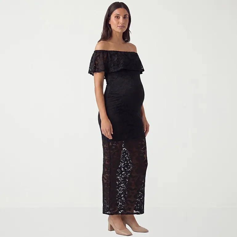 24seven Comfort Apparel Maternity Womens Maternity Straight Neck Short Sleeve Bodycon Dress