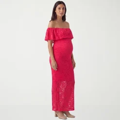 24seven Comfort Apparel Maternity Womens Maternity Straight Neck Short Sleeve Bodycon Dress