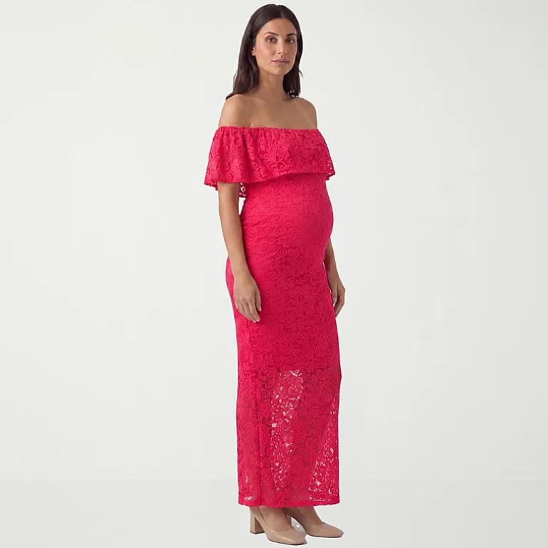 24seven Comfort Apparel Maternity Womens Maternity Straight Neck Short Sleeve Bodycon Dress