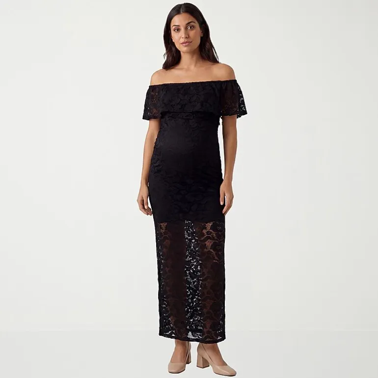 24seven Comfort Apparel Maternity Womens Maternity Straight Neck Short Sleeve Bodycon Dress