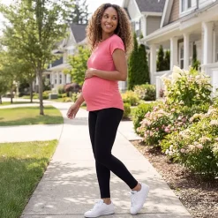 24seven Comfort Apparel Maternity Womens Maternity Round Neck Short Sleeve T-Shirt