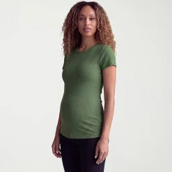 24seven Comfort Apparel Maternity Womens Maternity Round Neck Short Sleeve T-Shirt