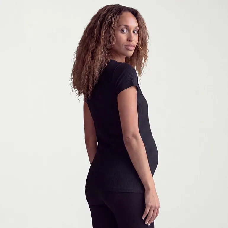 24seven Comfort Apparel Maternity Womens Maternity Round Neck Short Sleeve T-Shirt