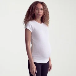 24seven Comfort Apparel Maternity Womens Maternity Round Neck Short Sleeve T-Shirt