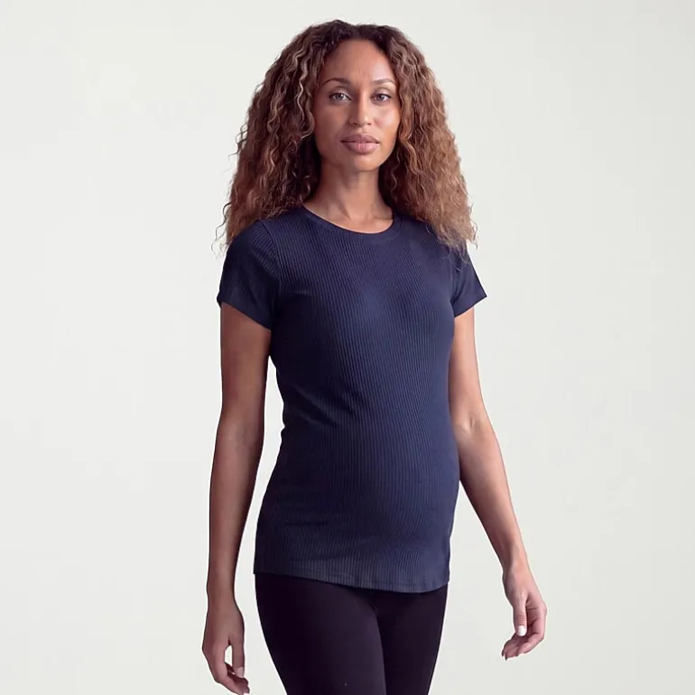 24seven Comfort Apparel Maternity Womens Maternity Round Neck Short Sleeve T-Shirt