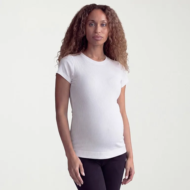 24seven Comfort Apparel Maternity Womens Maternity Round Neck Short Sleeve T-Shirt