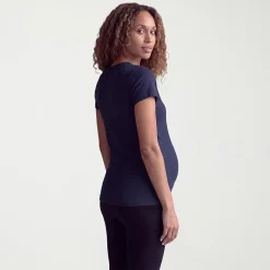 24seven Comfort Apparel Maternity Womens Maternity Round Neck Short Sleeve T-Shirt